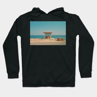 Minimalist bus stop by the sea – Landscape Photography Hoodie